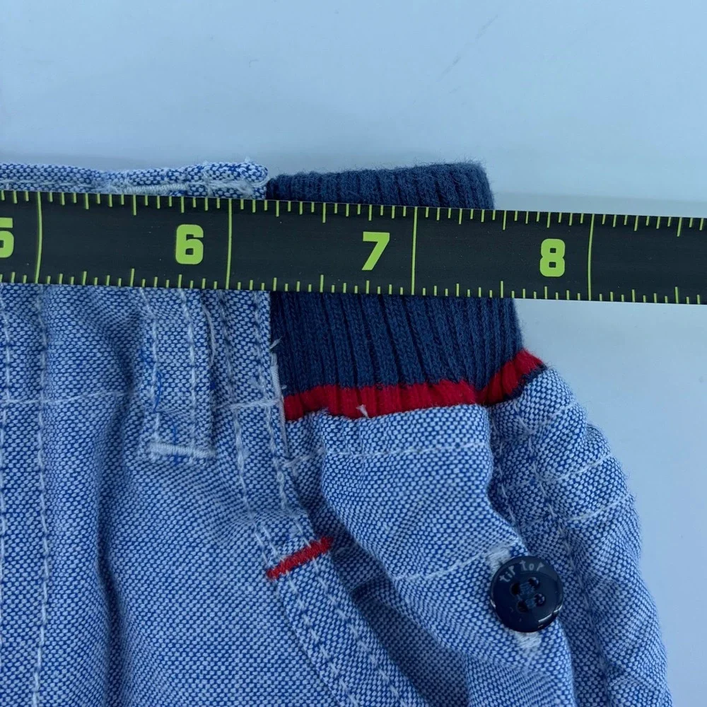 Tip Top Boys Little Sailor Blue Chambray Cuffed Shorts Red Navy Striped Waist G